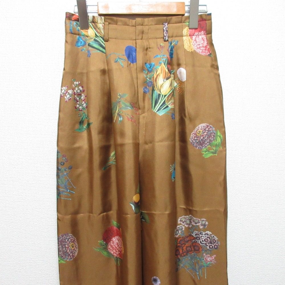 キャバン シルクBOUQUETプリントワイドパンツ