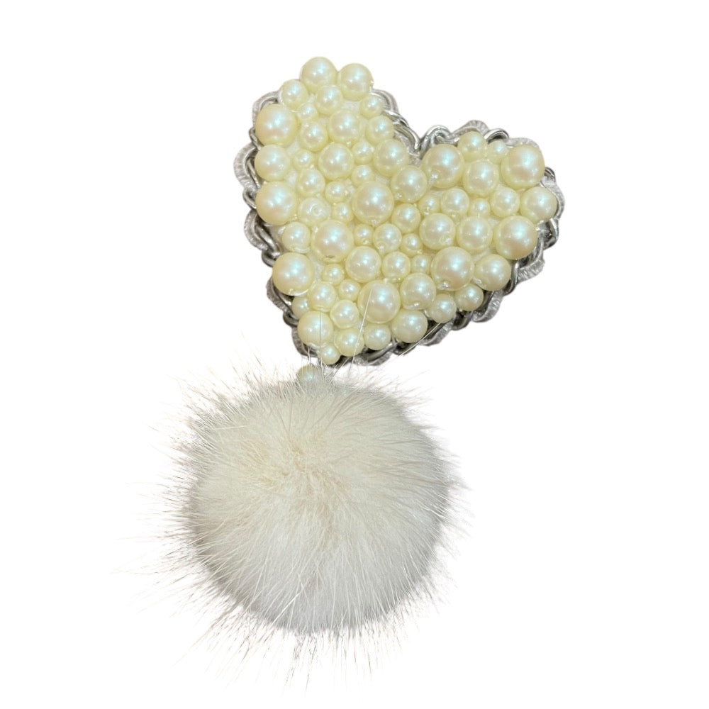 ルネ リボン ハート フラワー ミンクファー ブローチセット