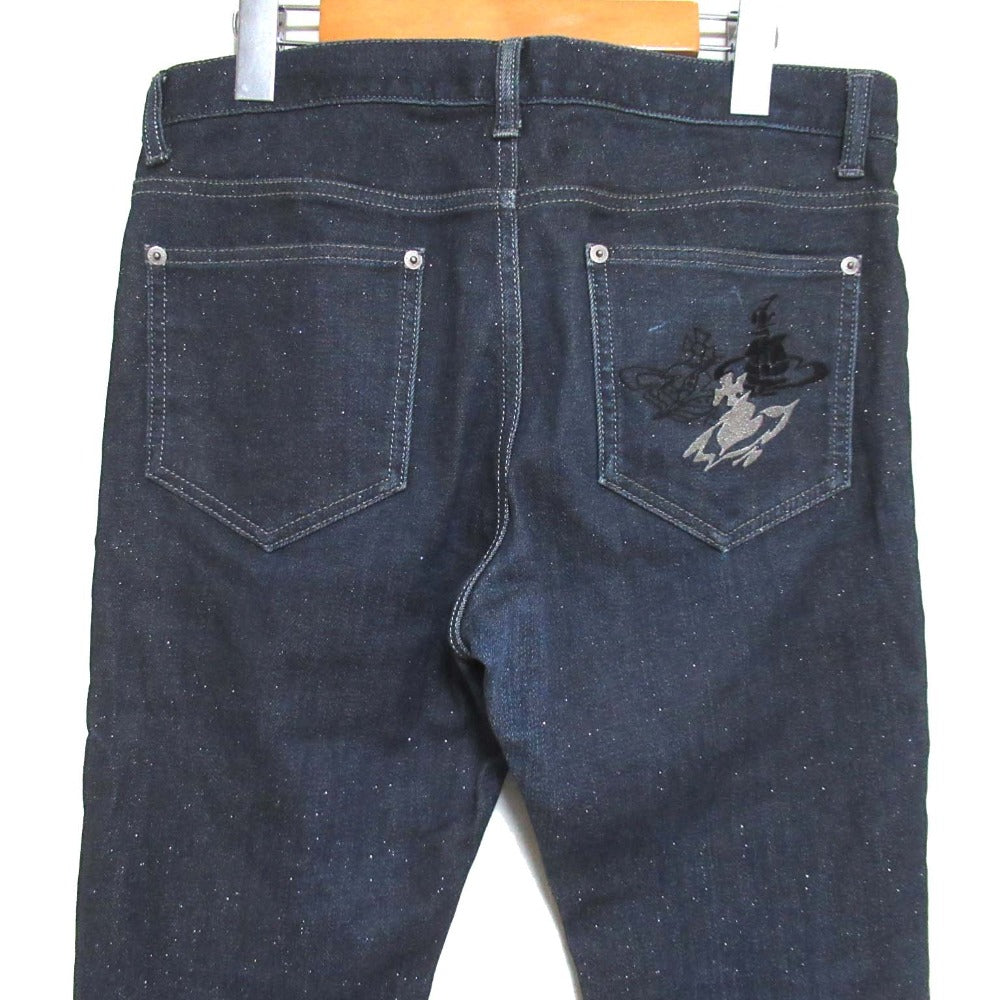 ヴィヴィアン ウエストウッド MAN オーブ 刺繍 ストレッチ デニム パンツ