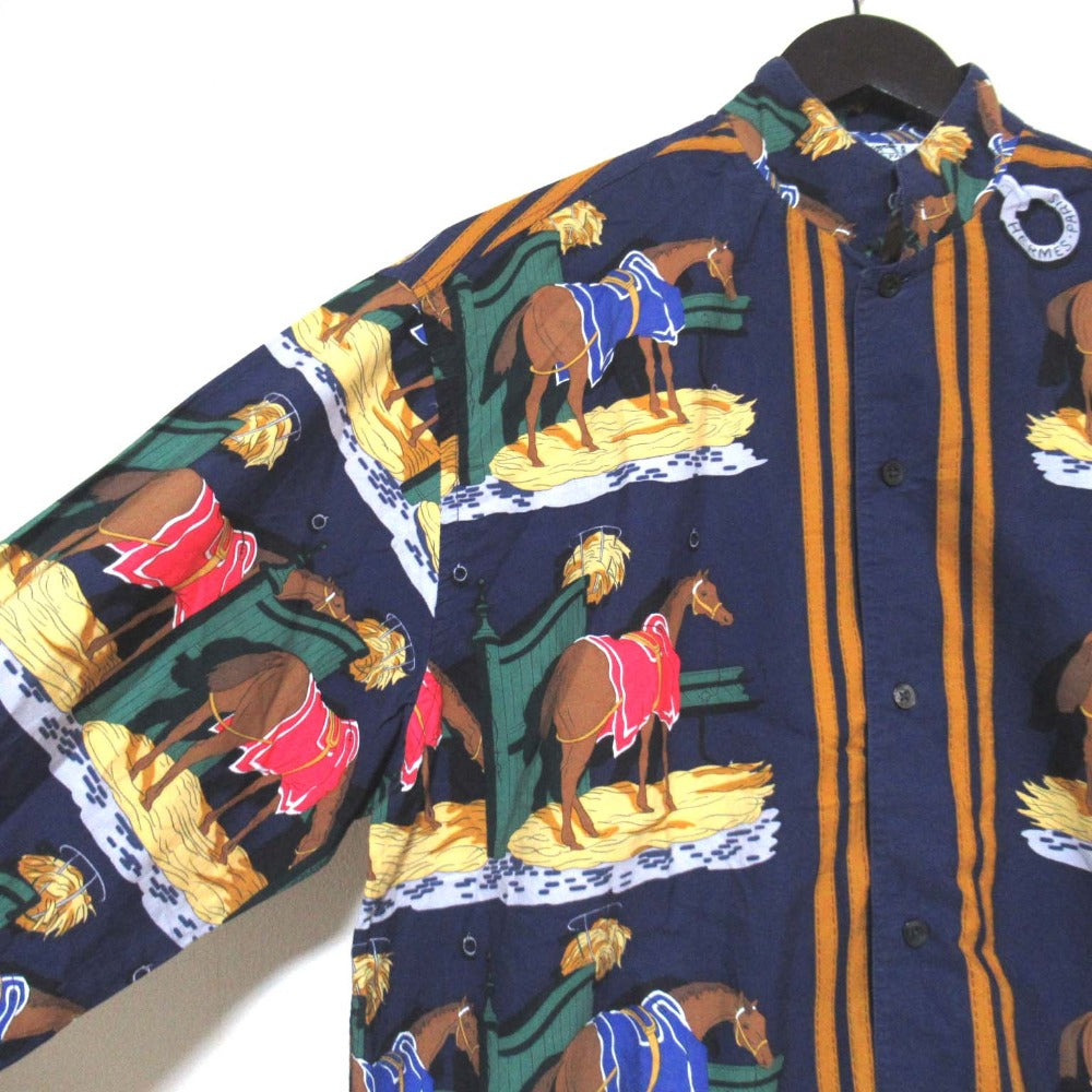 エルメス ECURIES スカーフ柄シャツ38