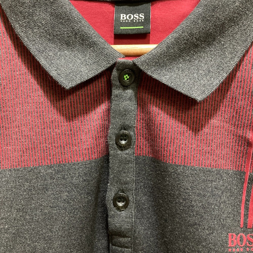 ヒューゴボス SLIM FIT LUXURY COTTONロングスリーブニットポロシャツ