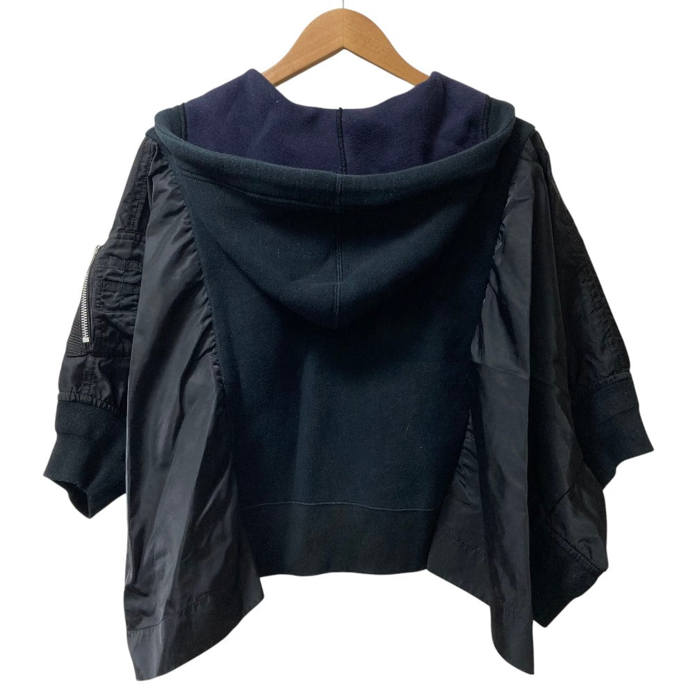 サカイ stitching bat sleeve hooded ナイロンスポンジジャケット