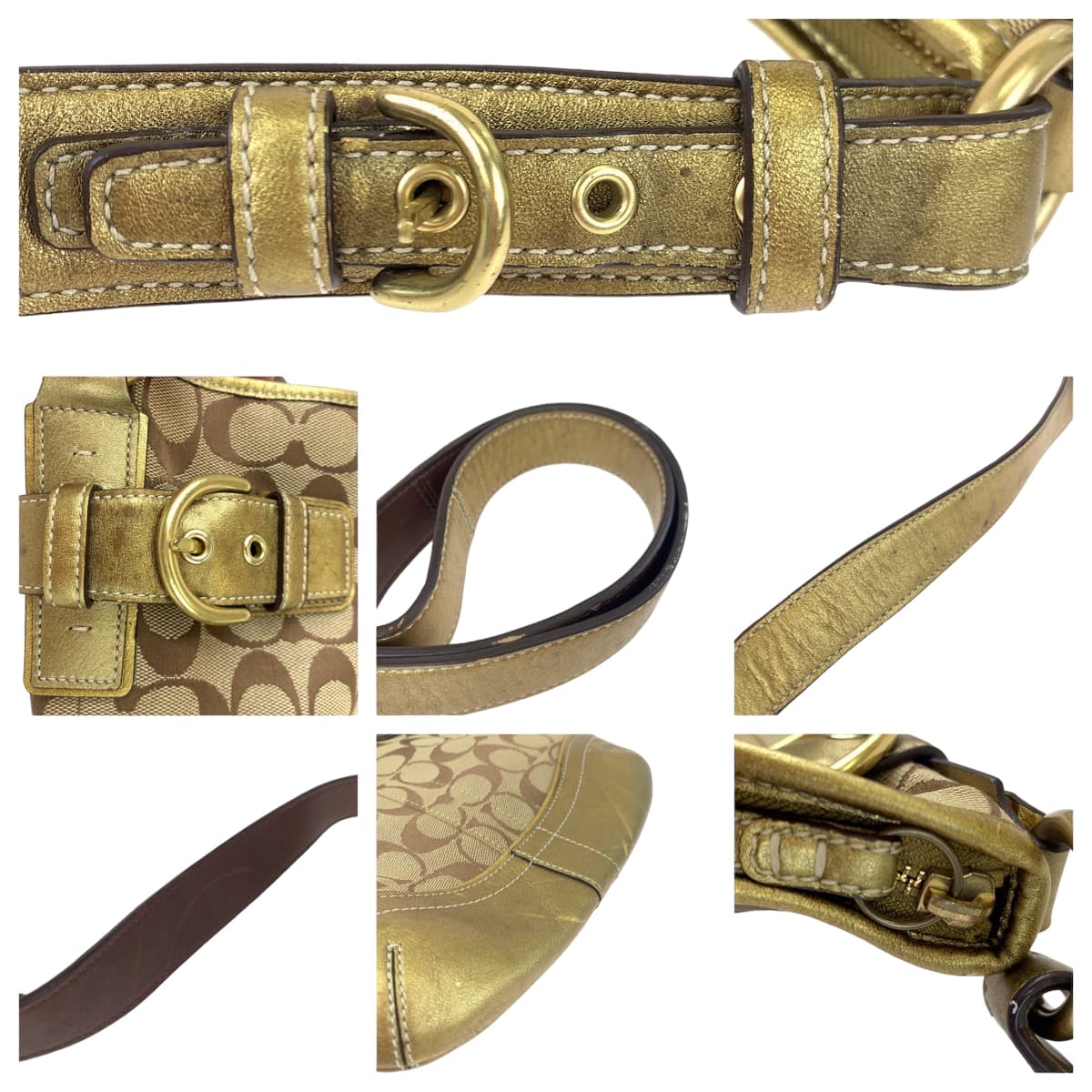 コーチ シグネチャー キャンバス/レザー ショルダーバッグ