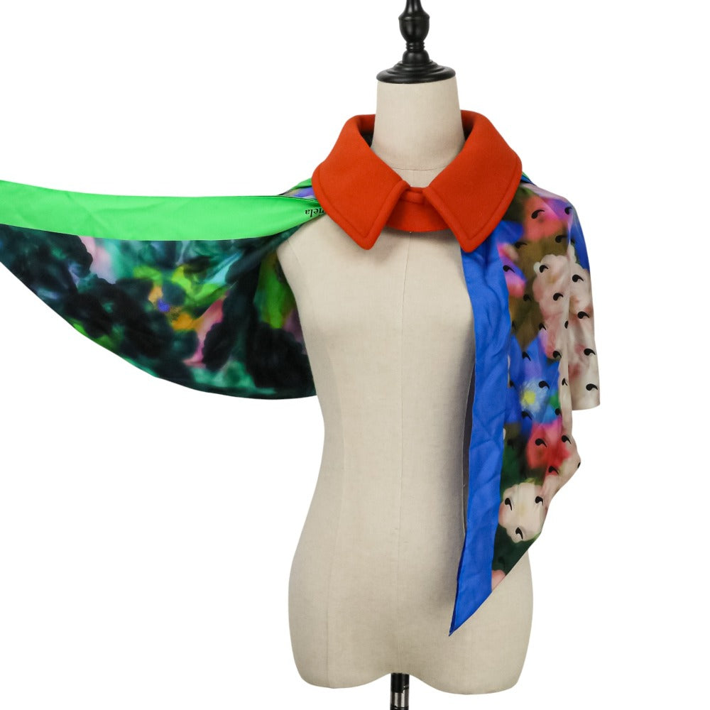 メゾンマルジェラ flowers print シルク 襟付フードスカーフ