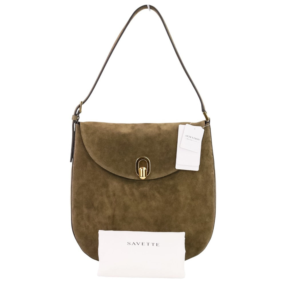 サヴェット LARGE TONDO HOBO レザーショルダーバッグ