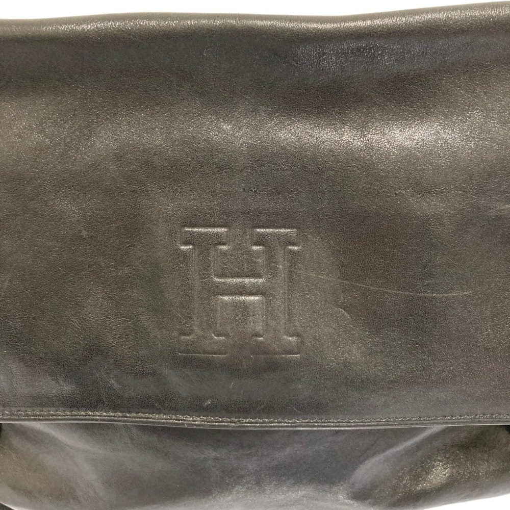 ヒロフ Hロゴ レザーショルダーバッグ
