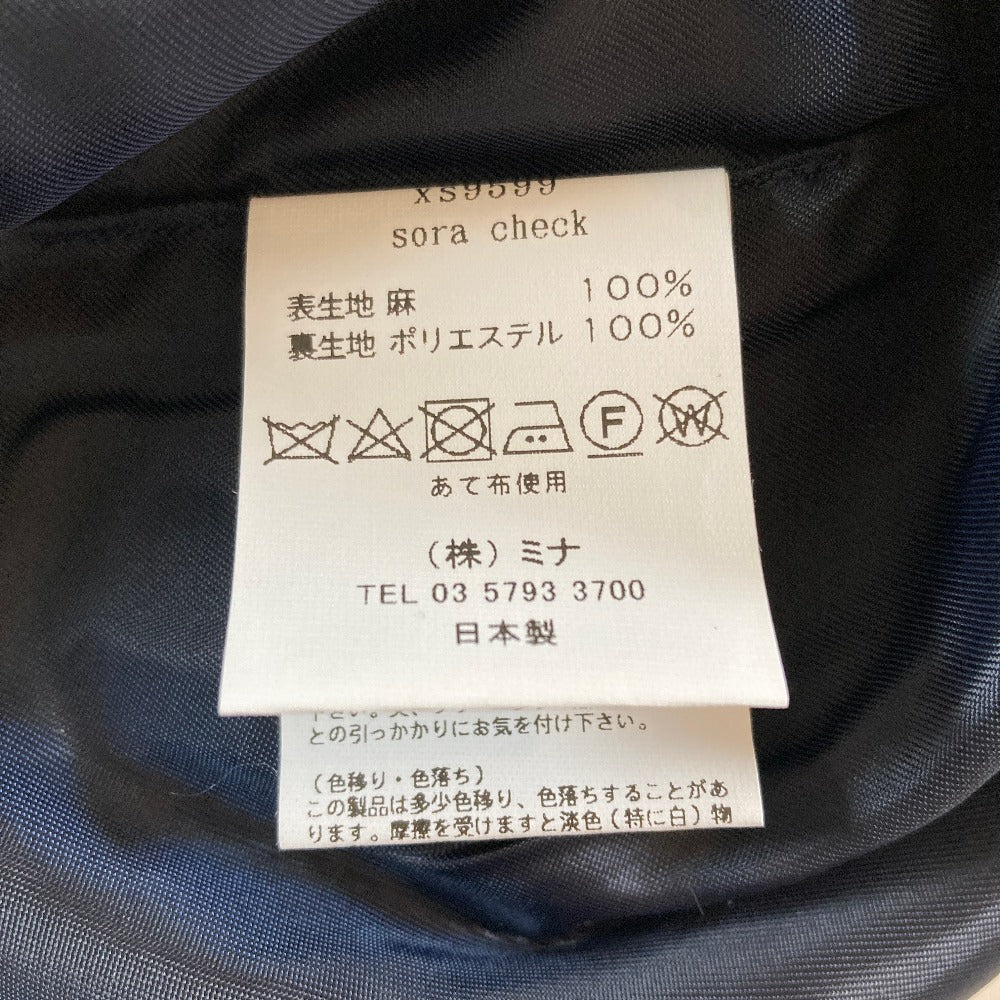 ミナペルホネン sora check リネンミニバッグ