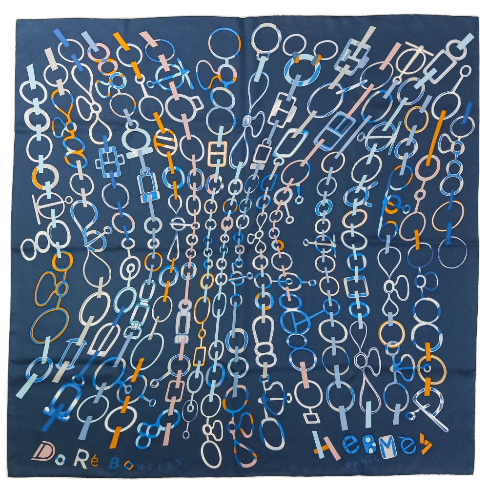 エルメス カレ90 DO RE BOUCLES シルクスカーフ