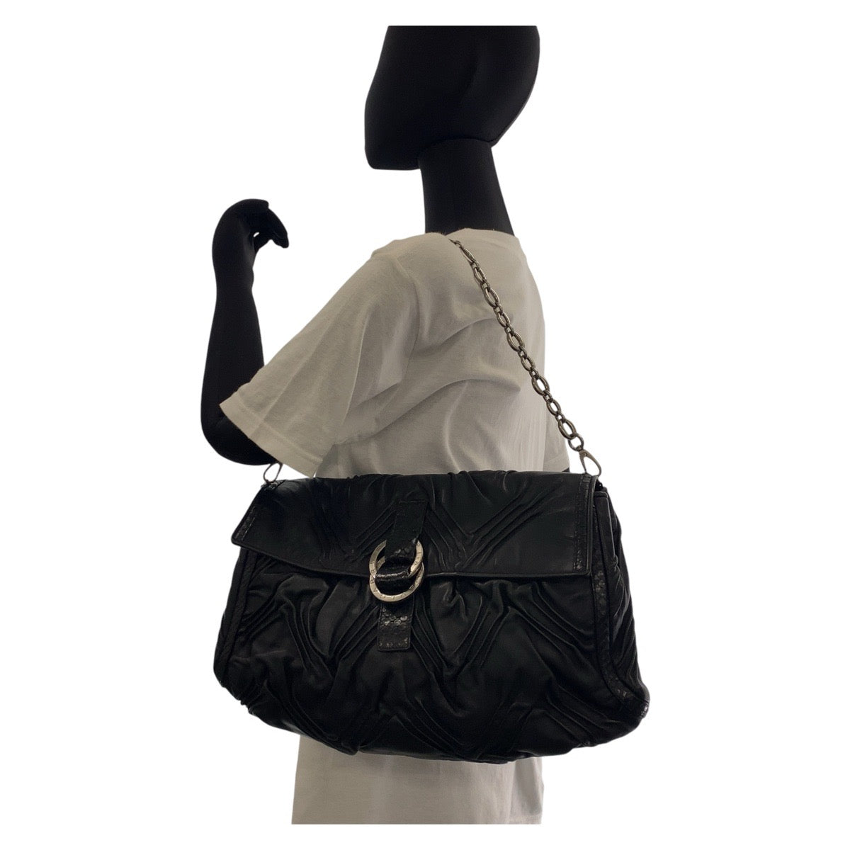 ブルガリ チャンドラ レザー パイソン 2wayショルダーバッグ