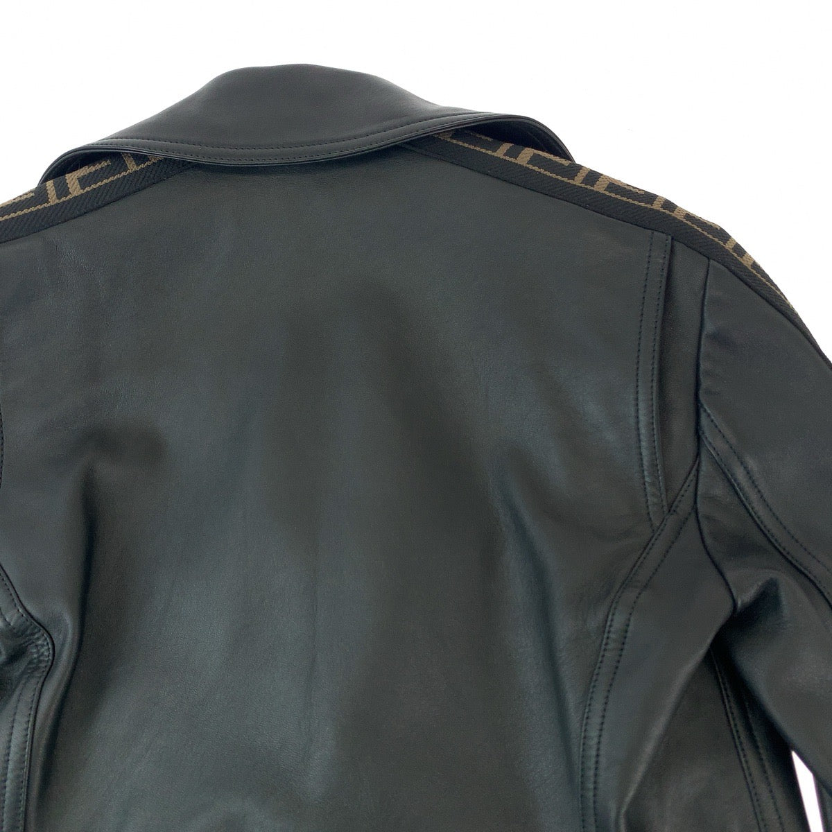 フェンディ ズッカ柄 ラムスキン ライダースジャケット