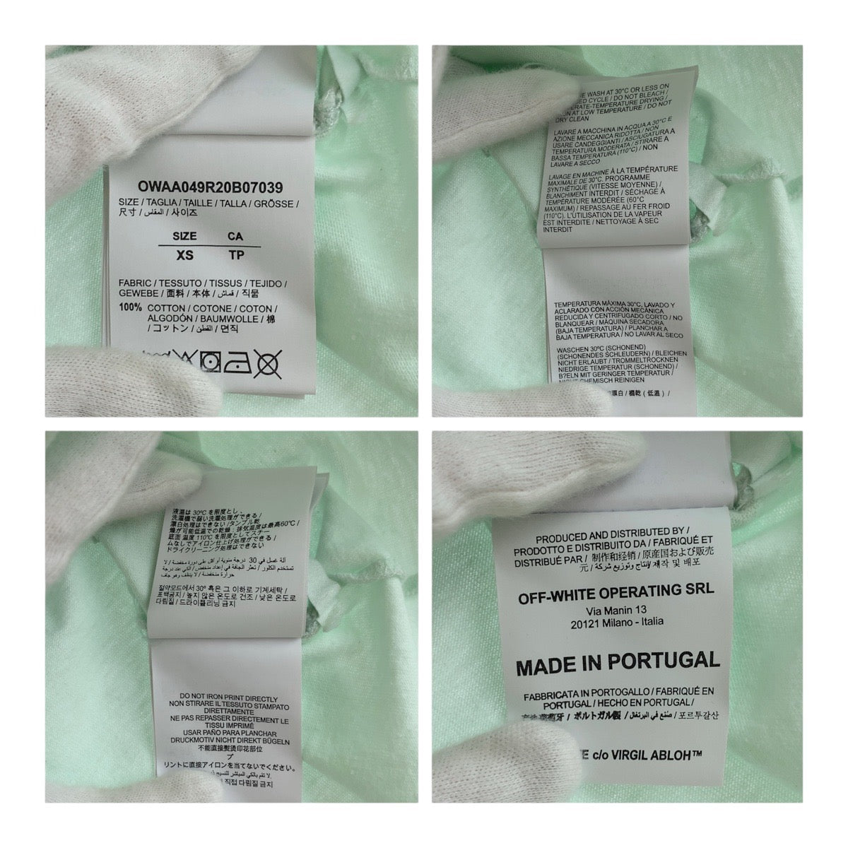 オフホワイト コットン 半袖Tシャツ
