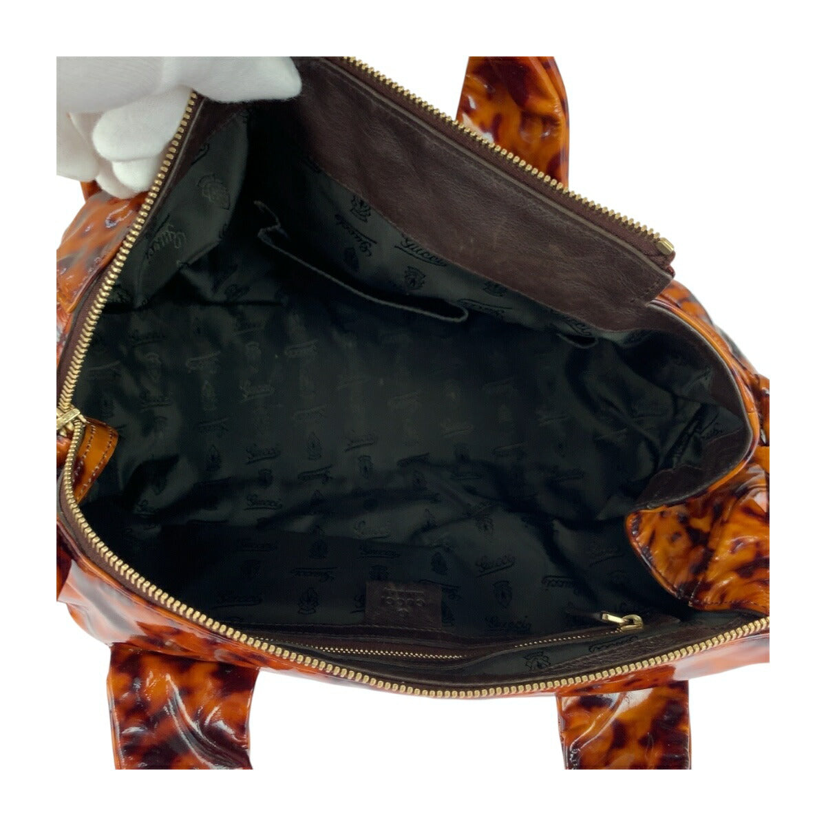 グッチ ヒステリア エナメル ハンドバッグ