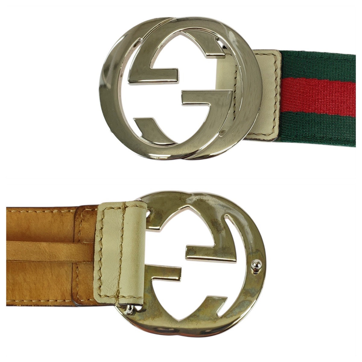 グッチ インターロッキング キャンバス/レザー ベルト