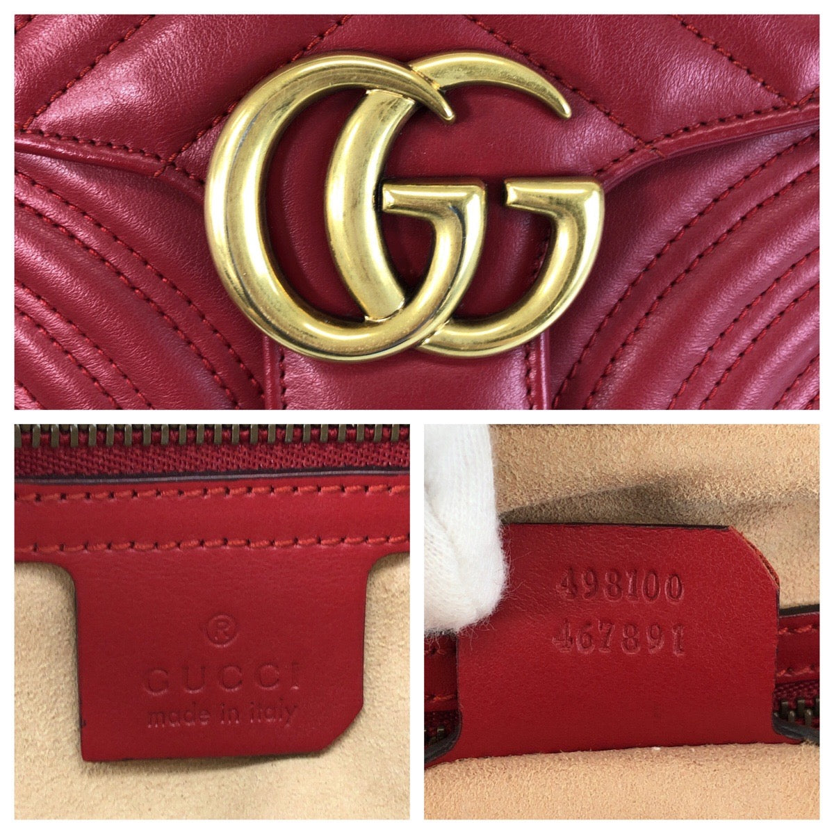 グッチ GGマーモント レザー ショルダーバッグ