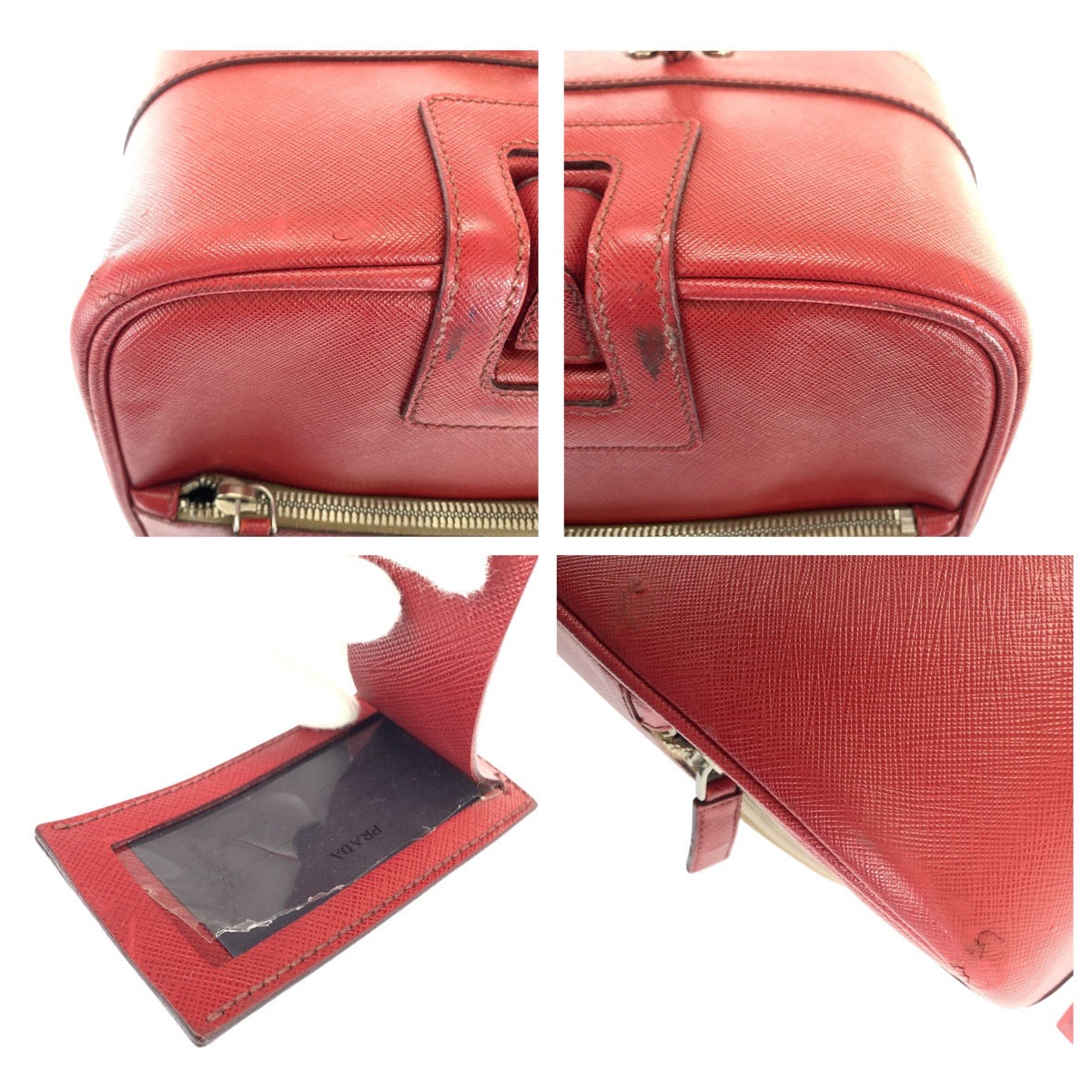 プラダ サフィアーノ 三角ロゴプレート レザー キャリーバッグ