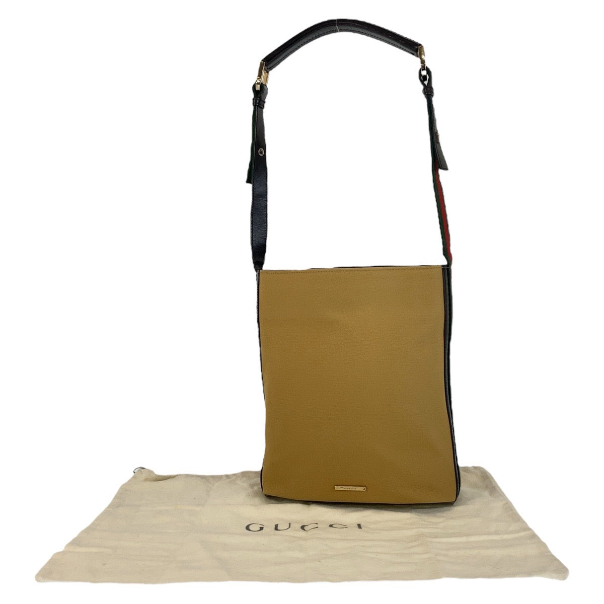 グッチ シェリーライン キャンバス レザー ショルダーバッグ