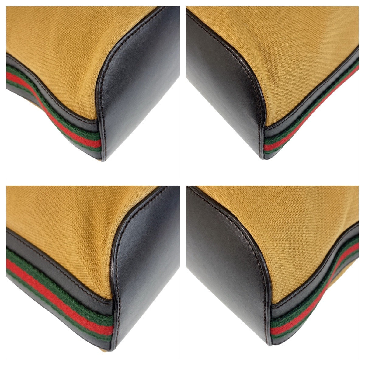 グッチ シェリーライン キャンバス レザー ショルダーバッグ