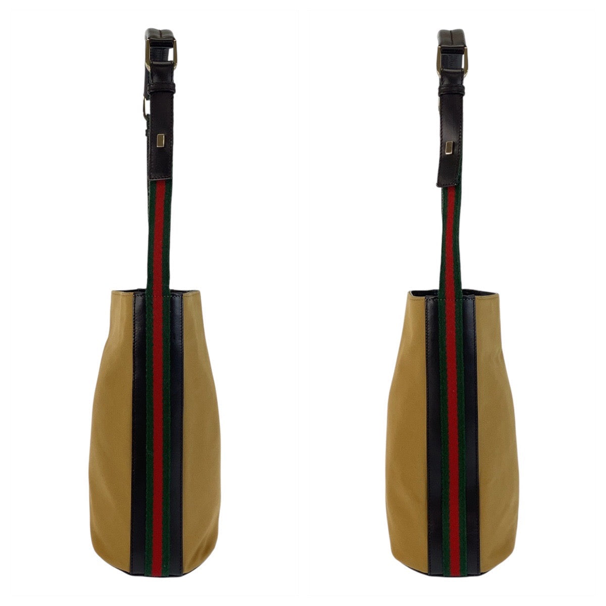 グッチ シェリーライン キャンバス レザー ショルダーバッグ