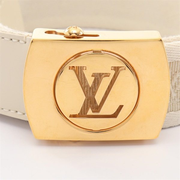 Louis Vuitton LOUIS VUITTON Women’s Ivory Monogram Fortune Belt with Gold-Tone Buckle M6973 (Pre-Owned) Leather Belt