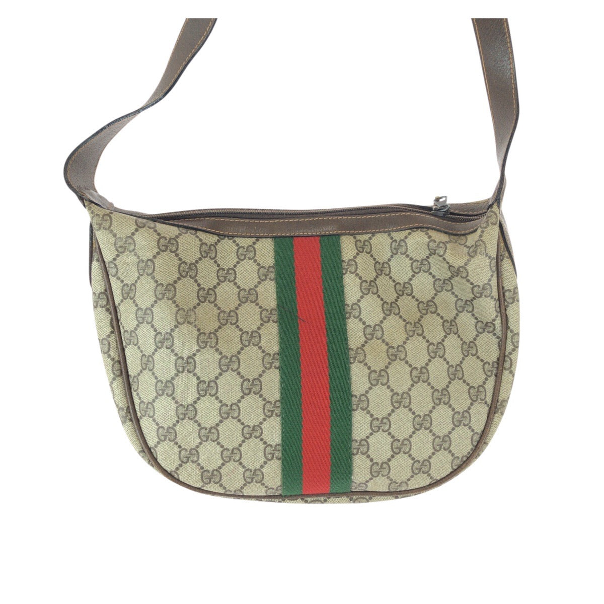 グッチ GGスプリームキャンバス レザー ショルダーバッグ
