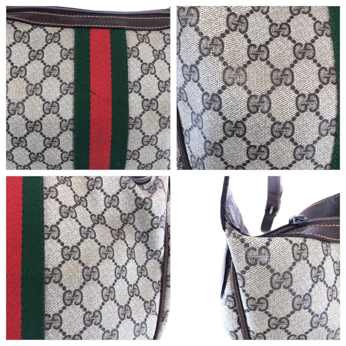 グッチ GGスプリームキャンバス レザー ショルダーバッグ