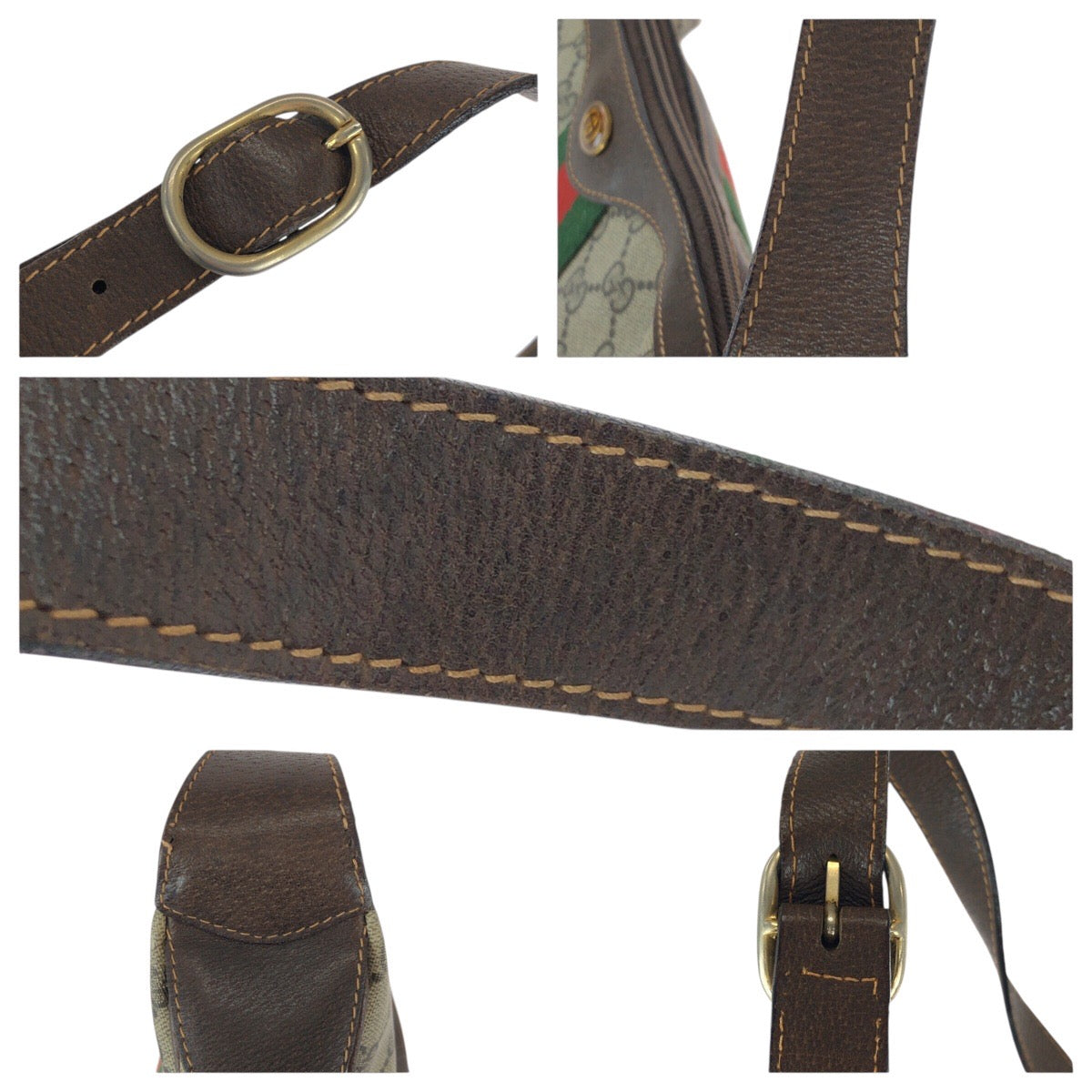 グッチ GGスプリームキャンバス レザー ショルダーバッグ