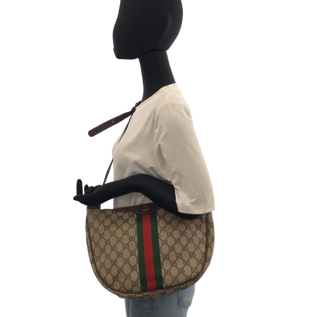 グッチ GGスプリームキャンバス レザー ショルダーバッグ