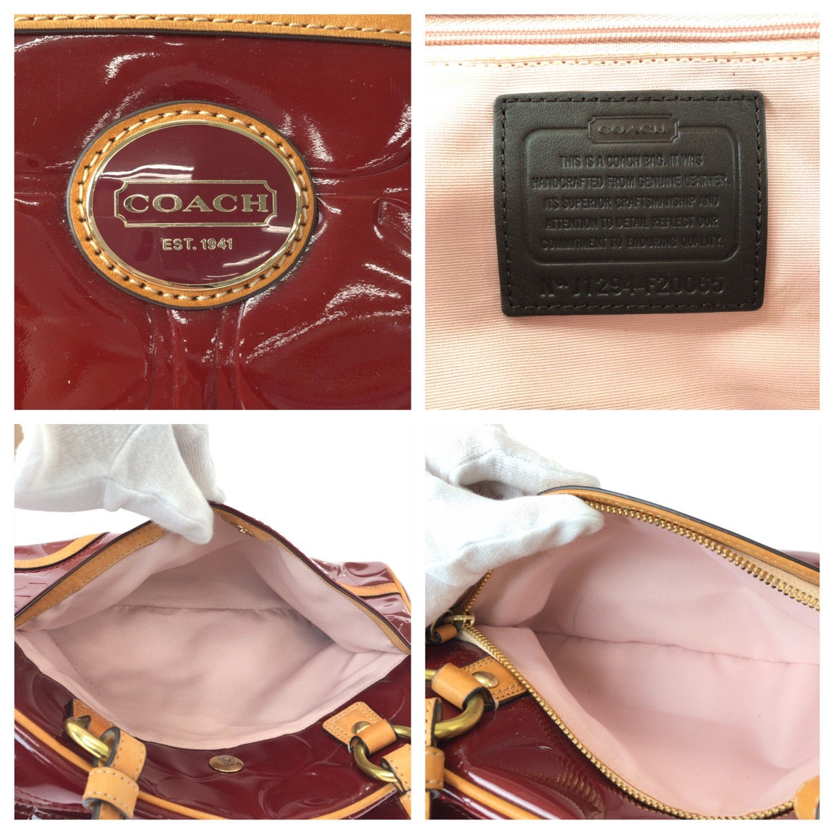 コーチ シグネチャー パテントレザー 2wayショルダーバッグ