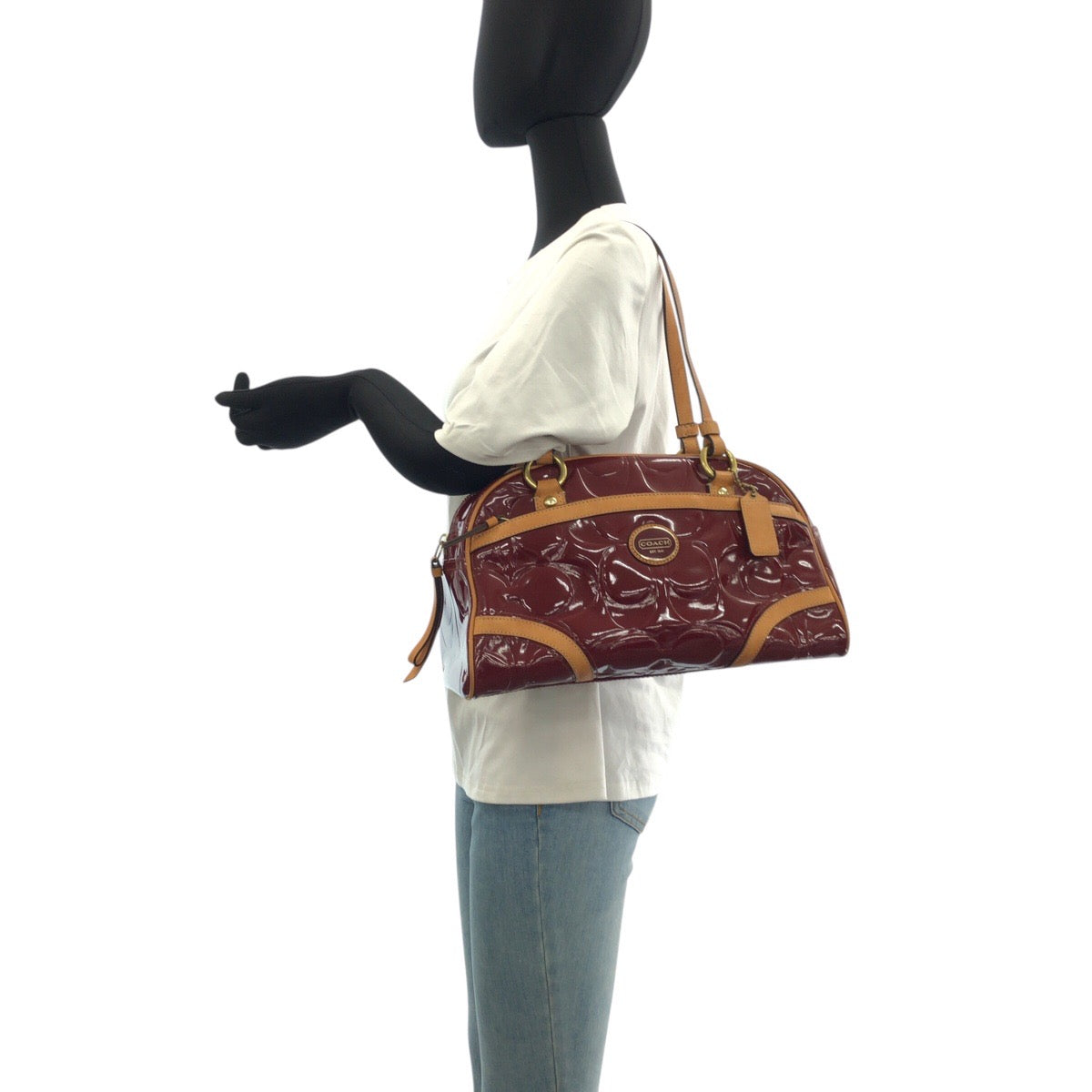 コーチ シグネチャー パテントレザー 2wayショルダーバッグ