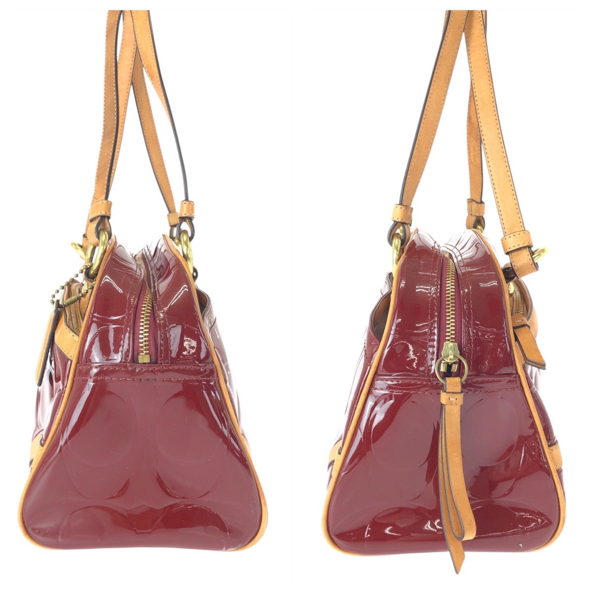 コーチ シグネチャー パテントレザー 2wayショルダーバッグ