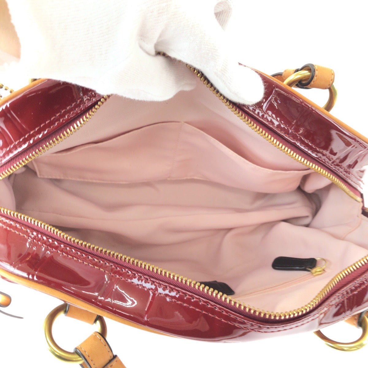 コーチ シグネチャー パテントレザー 2wayショルダーバッグ