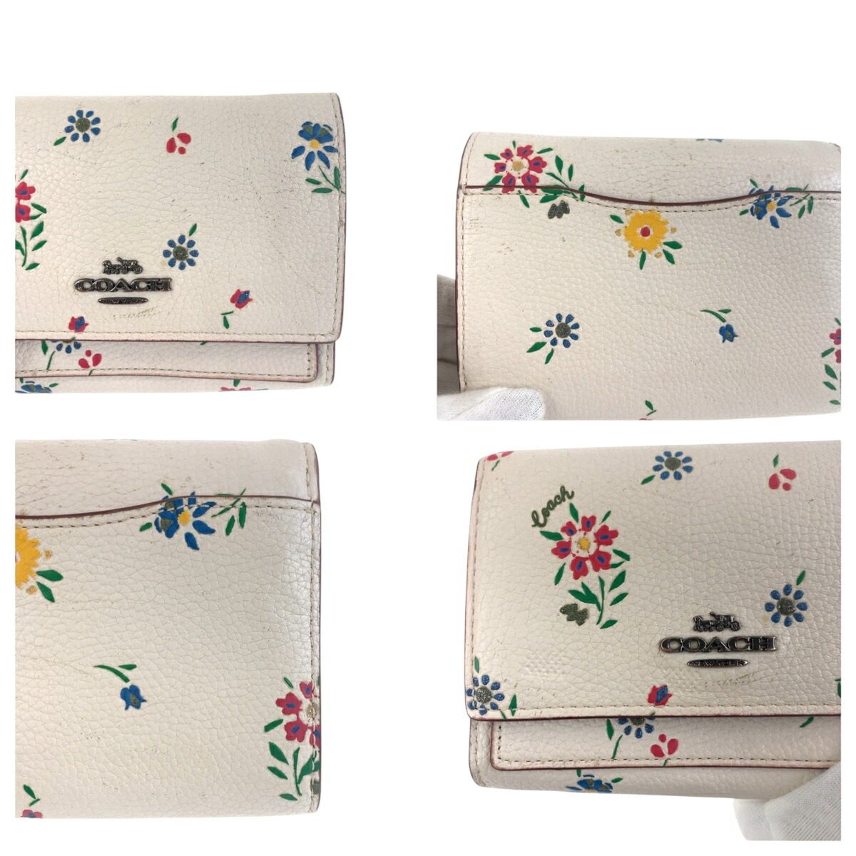 コーチ ミディアムフラップウォレット フラワー レザー 折り財布