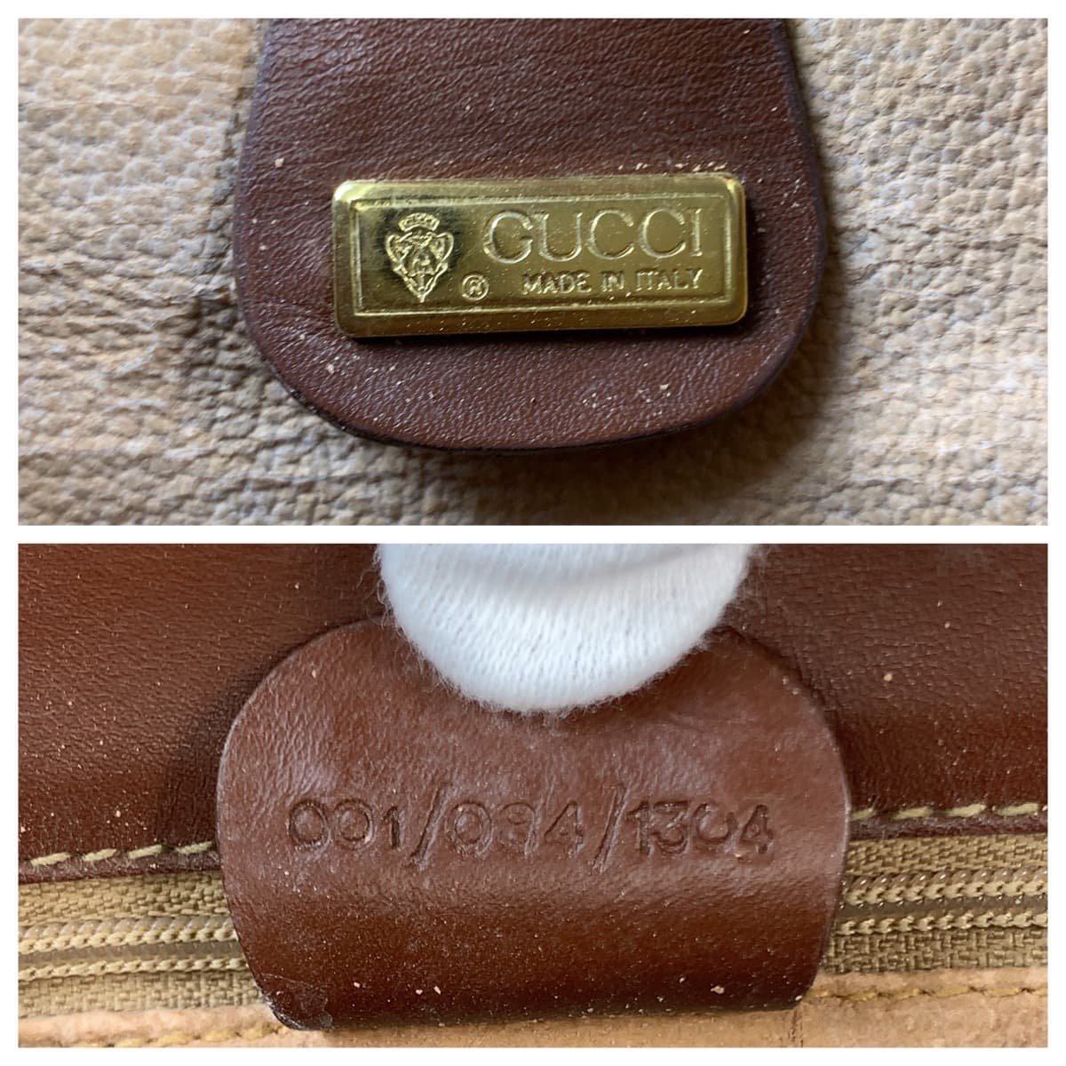 グッチ オールドグッチ レザー キャンバス ショルダーバッグ