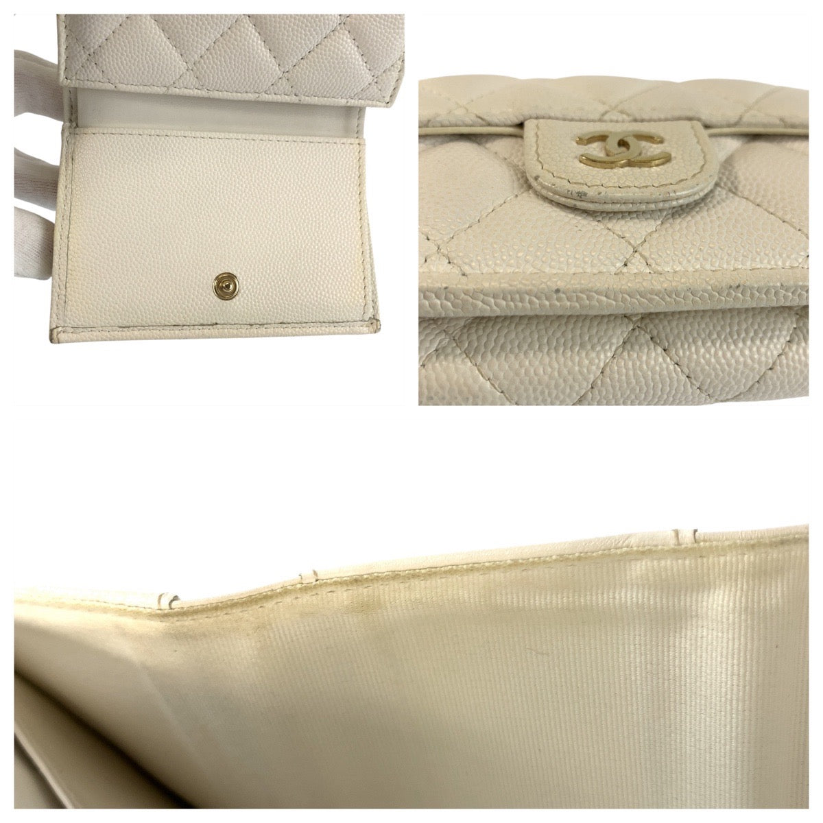 シャネル レザー三つ折り財布
