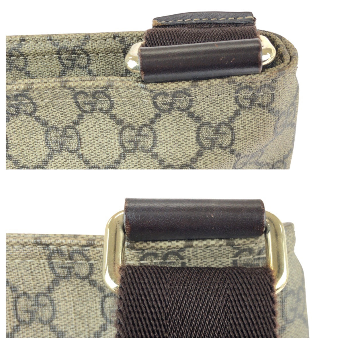 グッチ GGスプリームキャンバス レザー ショルダーバッグ