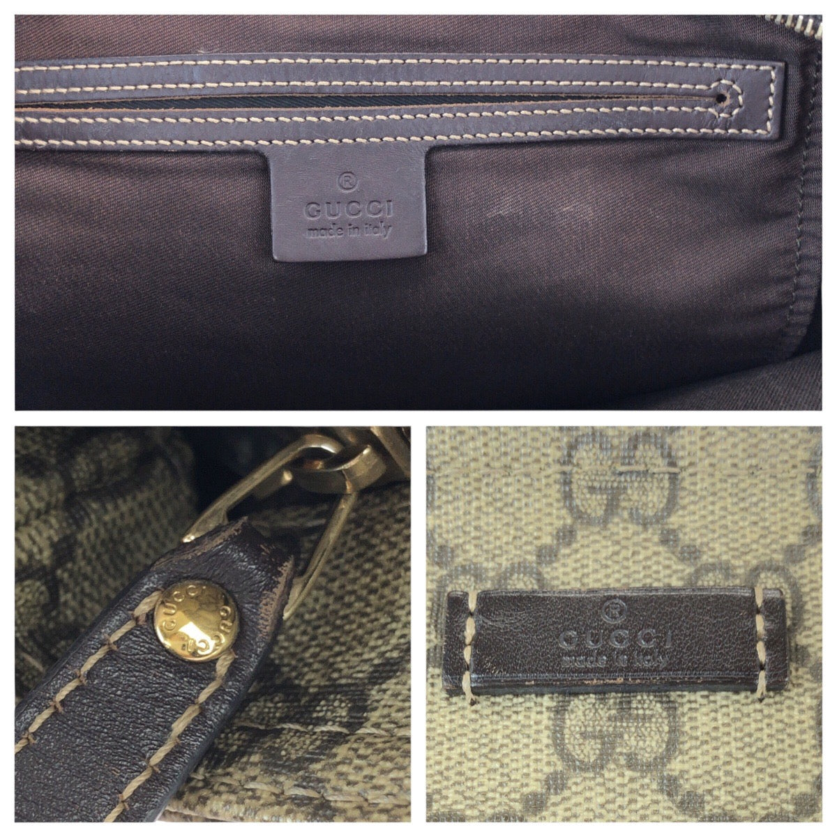 グッチ GGスプリームキャンバス レザー ショルダーバッグ