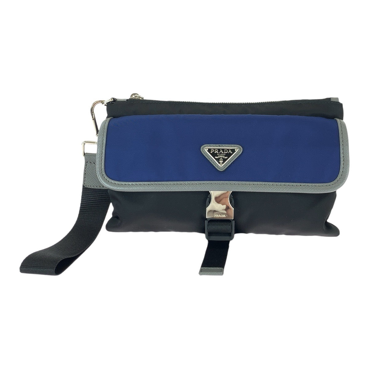 プラダ テスートサフィアーノ ナイロンレザークラッチバッグ
