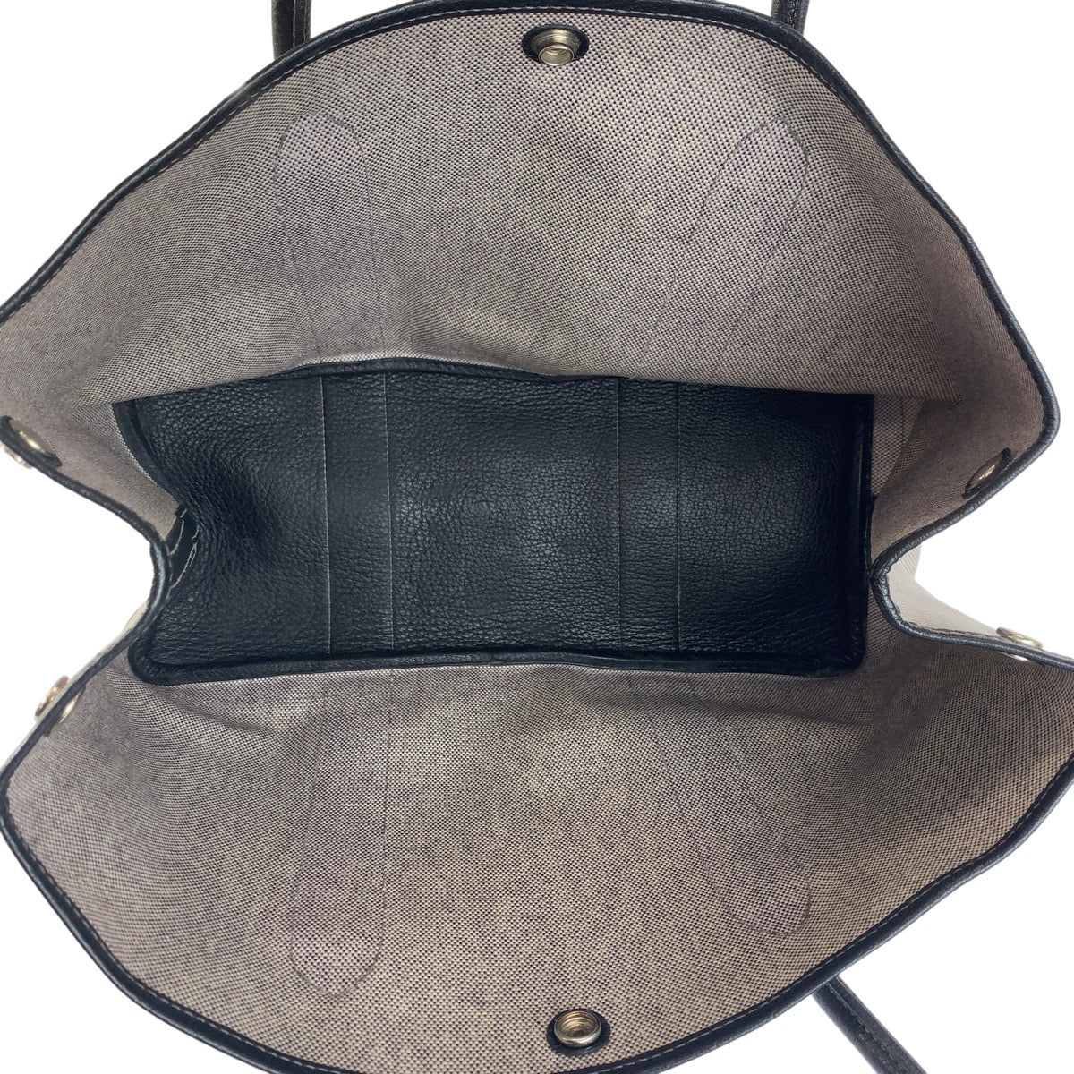 エルメス ガーデンパーティPM トワルアッシュ レザー トートバッグ