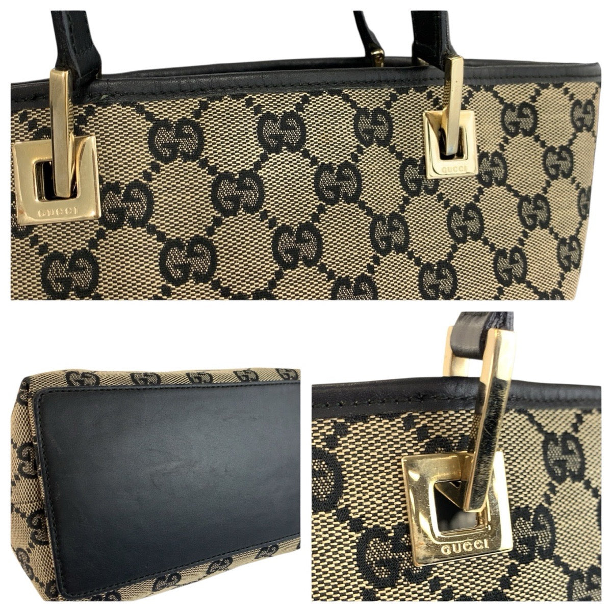 グッチ GGキャンバス レザー トートバッグ