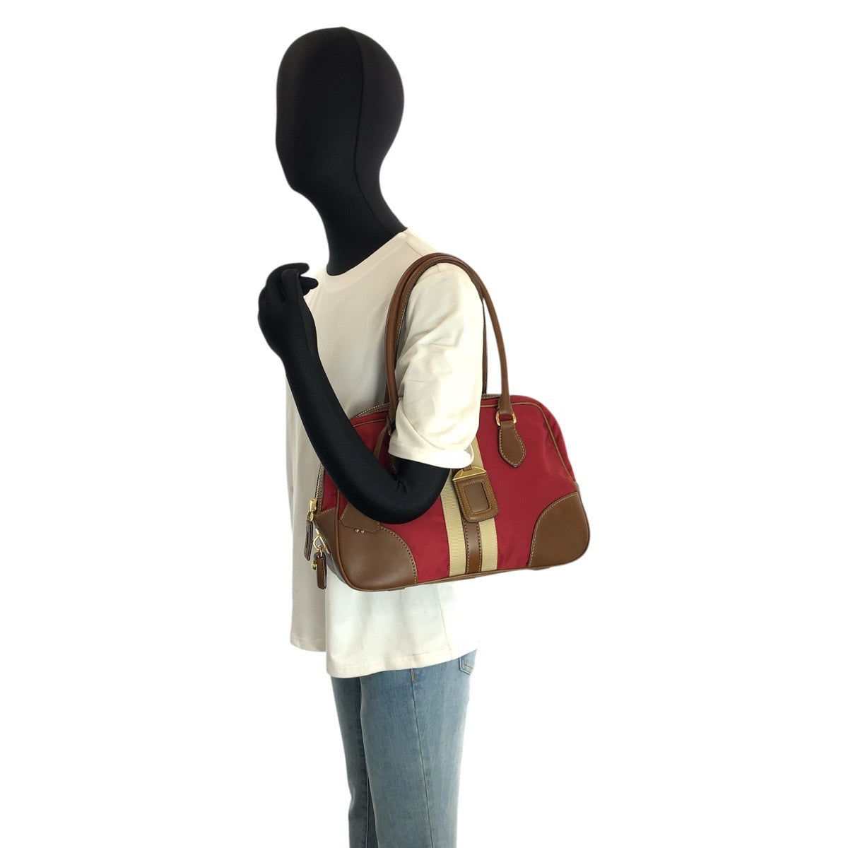 プラダ キャンバスレザー ハンドバッグ