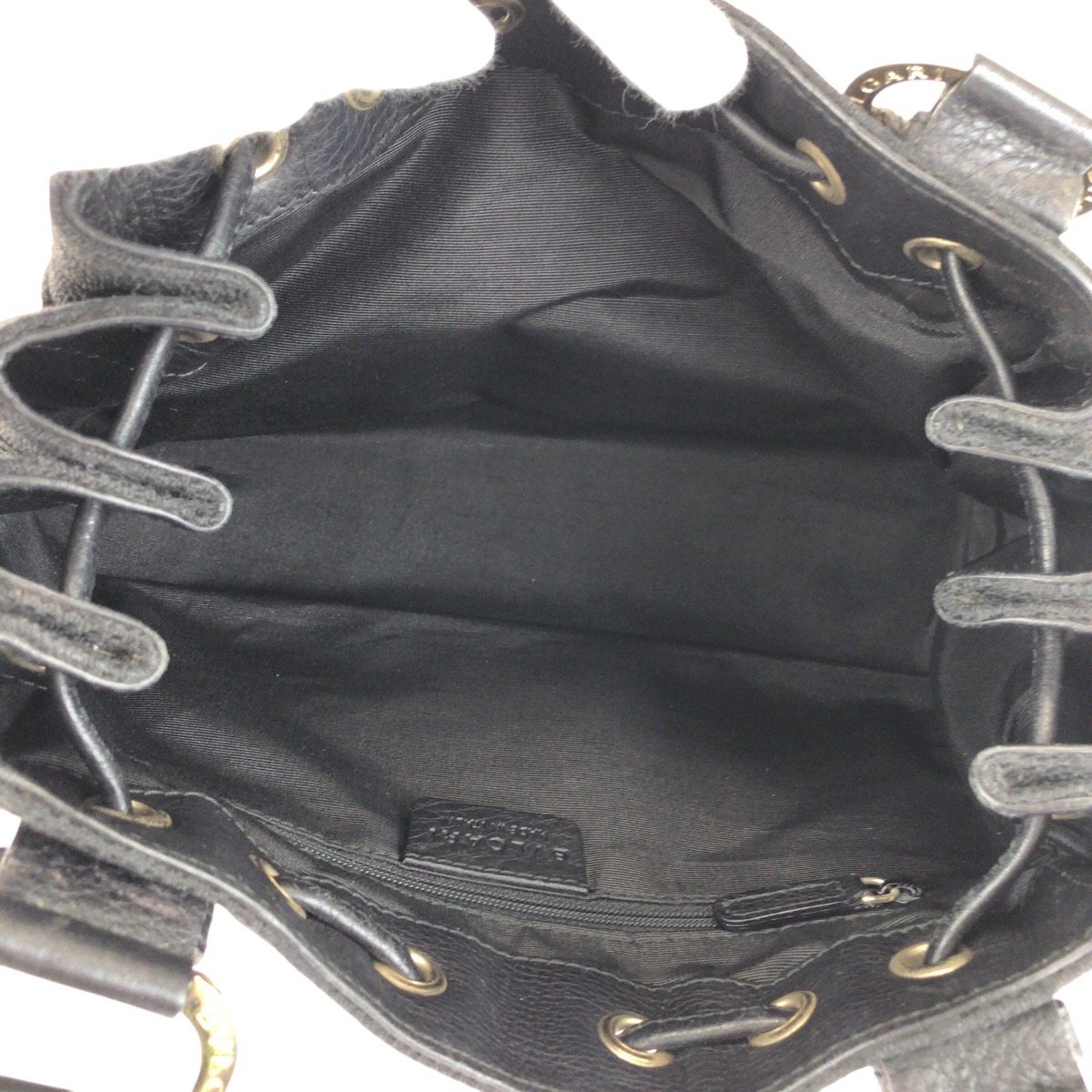 ブルガリ ロゴマニア キャンバス レザー ハンドバッグ