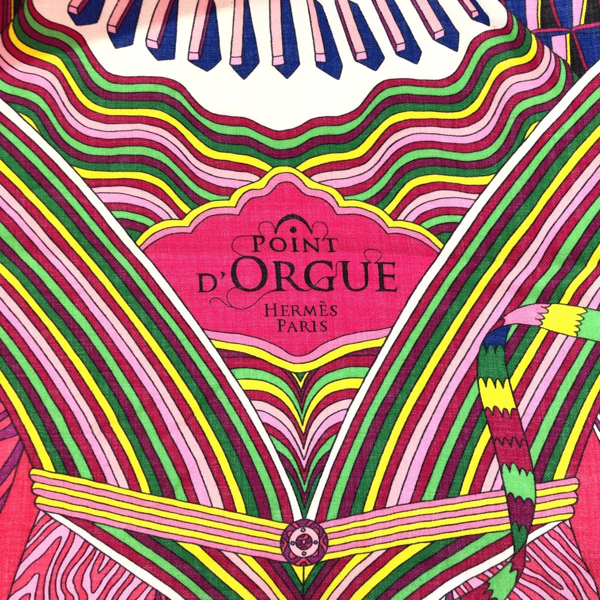 エルメス POINT D ORGUE カシミヤシルクスカーフ