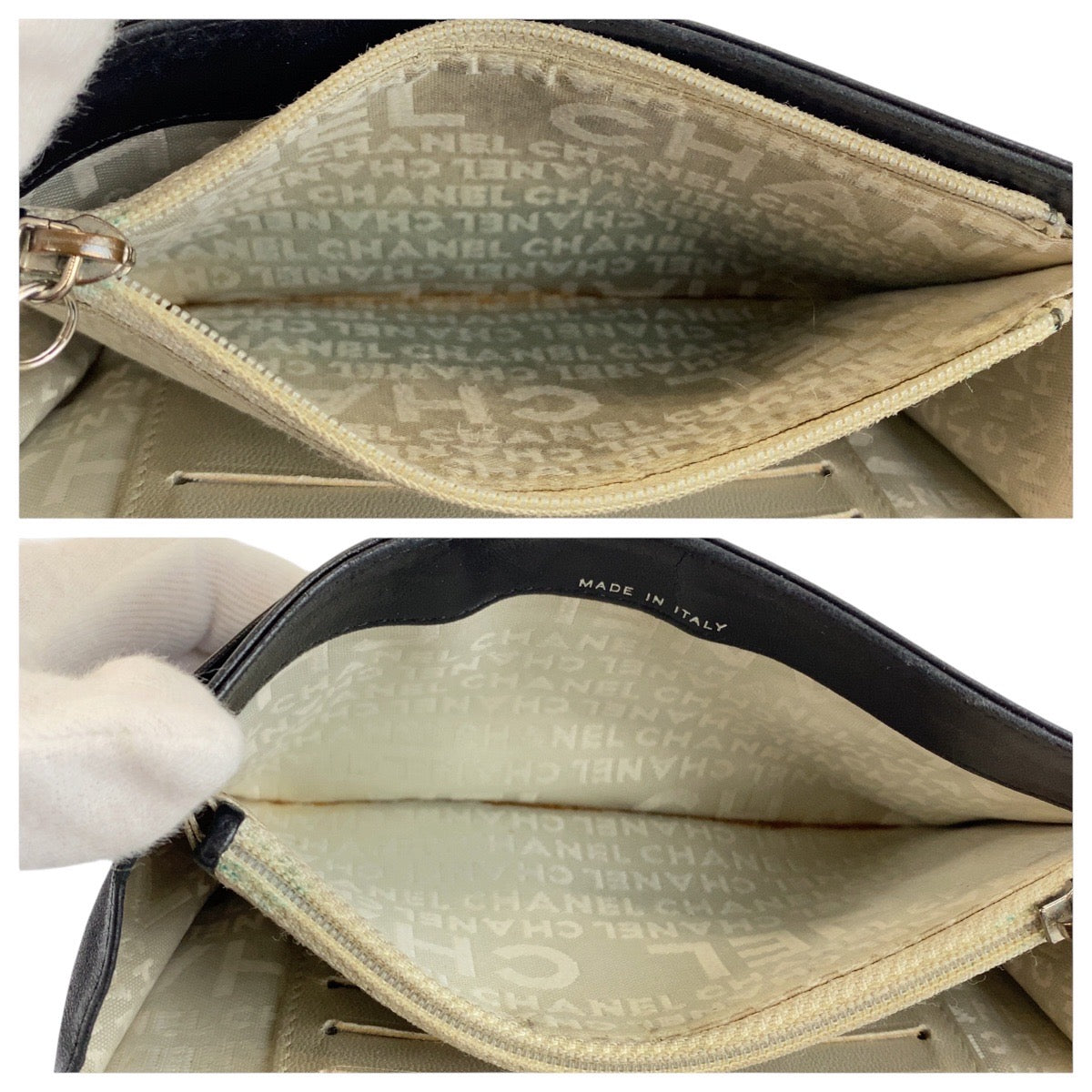 シャネル 型押しレザー長財布