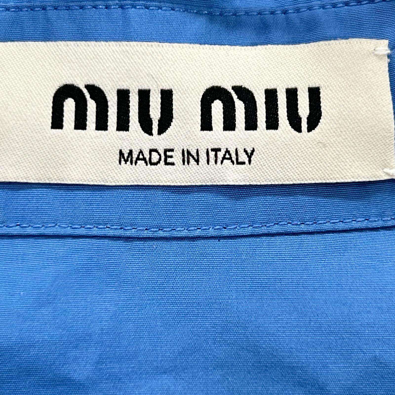 ミュウミュウ ロゴ刺繍オーバーサイズポプリン長袖シャツ