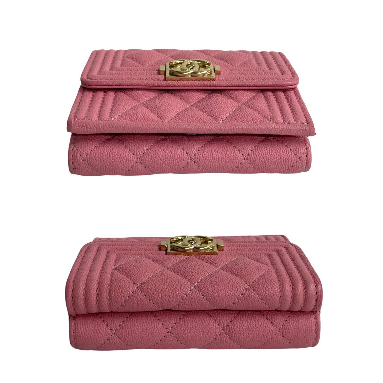 シャネル ボーイシャネル レザー 三つ折り財布
