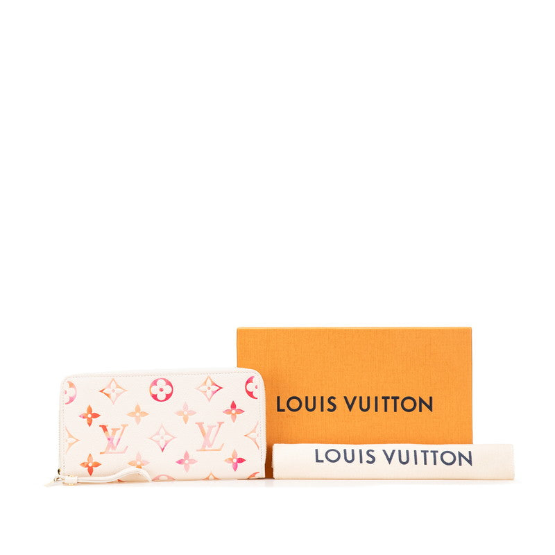 ルイヴィトン ジッピーウォレット サンライズアクワレル モノグラムアンプラント ラウンドファスナー長財布