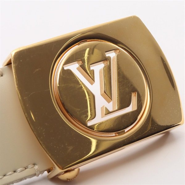 Louis Vuitton LOUIS VUITTON Women’s Ivory Monogram Fortune Belt with Gold-Tone Buckle M6973 (Pre-Owned) Leather Belt