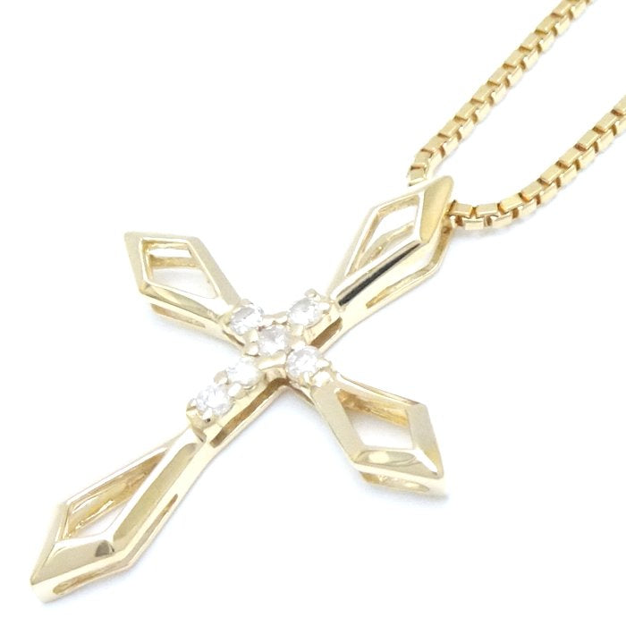 ダイヤモンド クロス ネックレス 0.12ct K18YG ゴールド