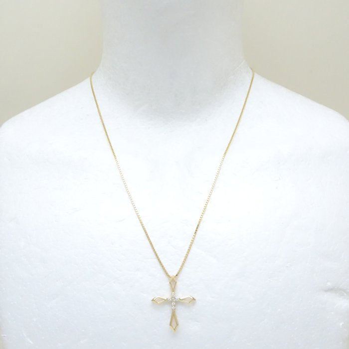 ダイヤモンド クロス ネックレス 0.12ct K18YG ゴールド