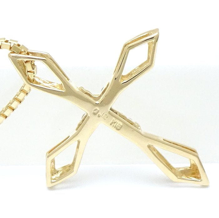 ダイヤモンド クロス ネックレス 0.12ct K18YG ゴールド